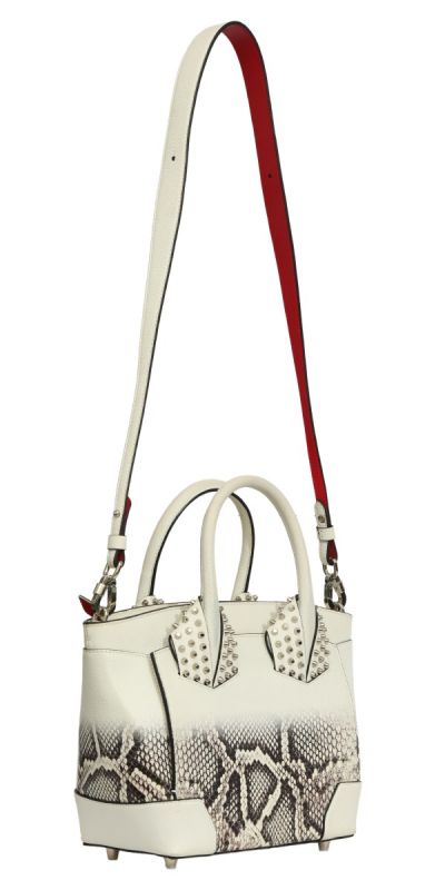Christian Louboutin White Snakeskin Effect Leather Eloise Satchel