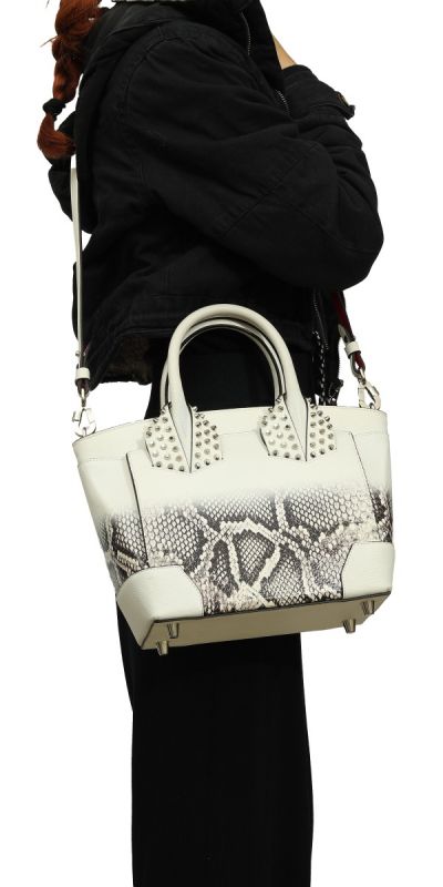 Christian Louboutin White Snakeskin Effect Leather Eloise Satchel