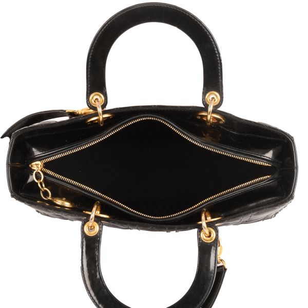 LADY DIOR LARGE CANNAGE PATENT TOTE BAG