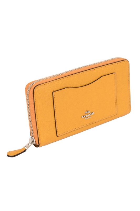 COACH ACCORDION ZIP WALLET  YELLOW