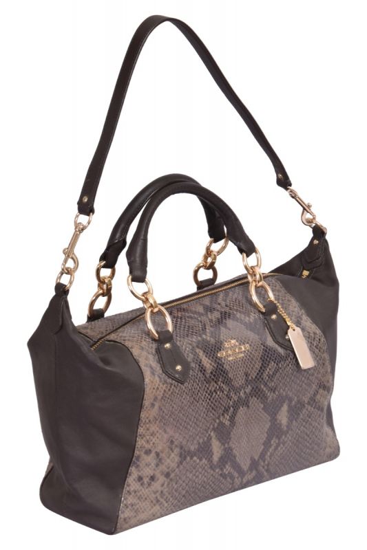Coach Brown Python Embossed Leather Tote Bag