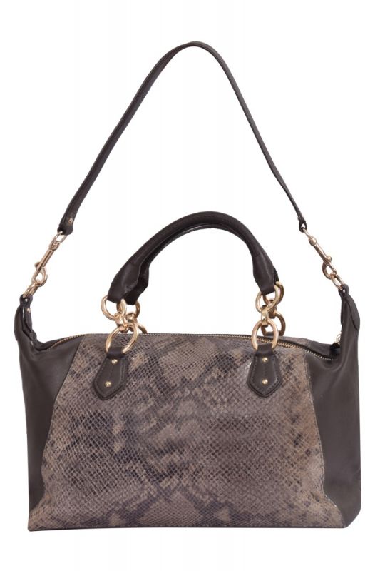Coach Brown Python Embossed Leather Tote Bag