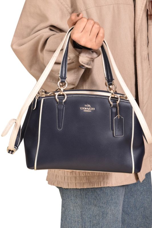 Coach Christie Midnight Blue Cross Grain Leather Bag