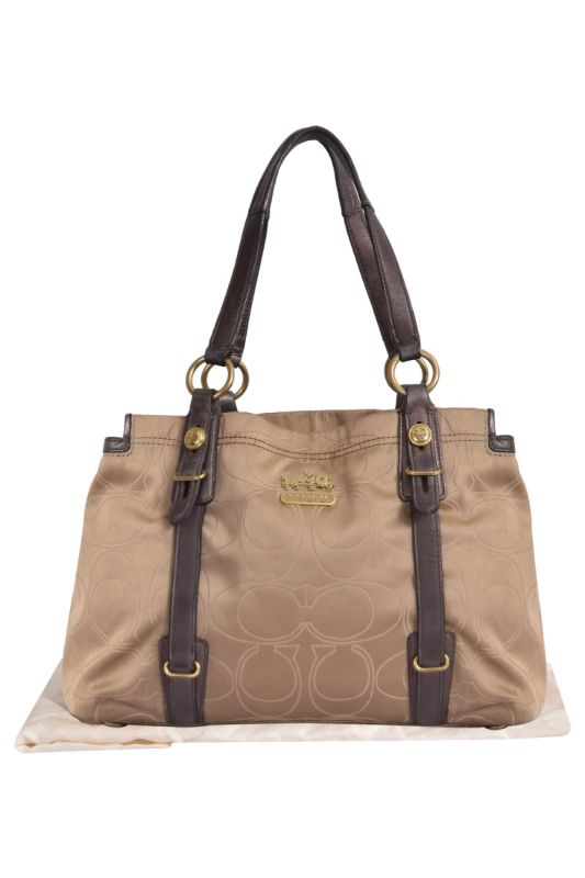 Coach Gold Monogram Leather Strap Brown Shoulder Bag