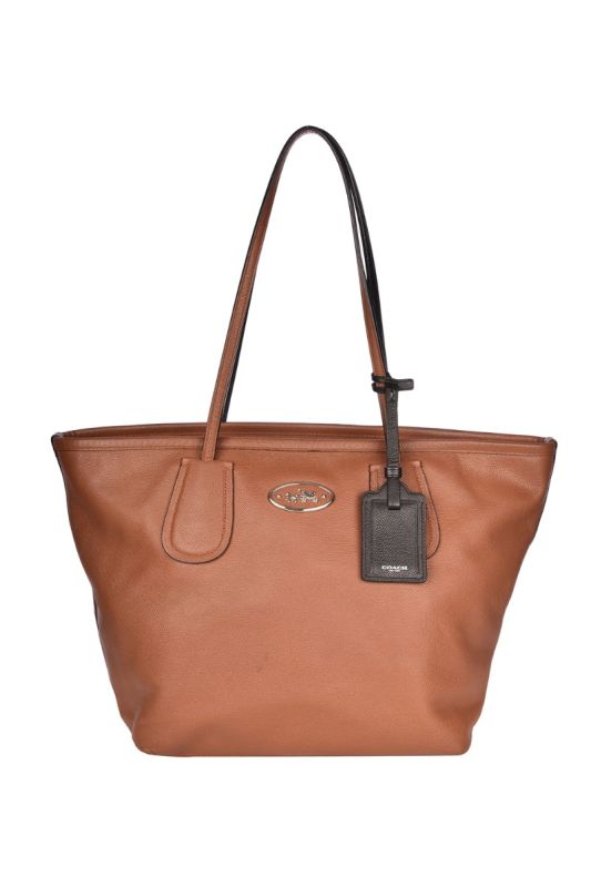 COACH HAVAN LEATHER DOUBLE HANDS TOTE BAG