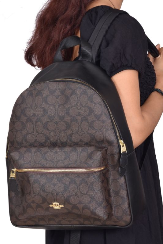 Coach Large Charlie Signature Coated Canvas Monogram Backpack