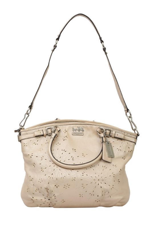 Coach Leather Floral Laser Cut Lindsey Satchel Bag