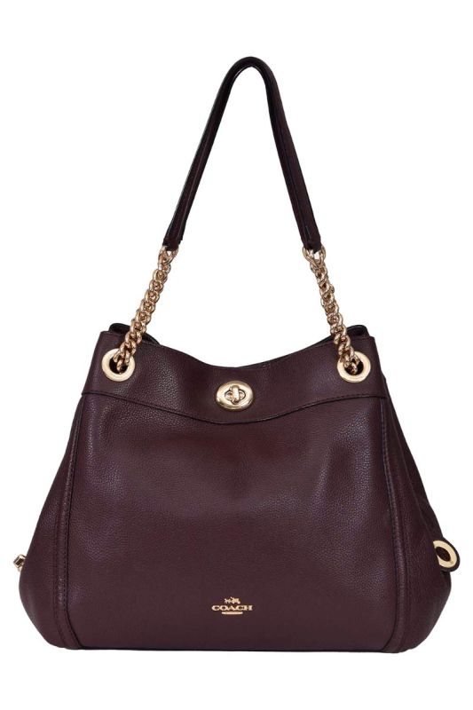 Coach Light Oxblood Edie Medium Shoulder Bag