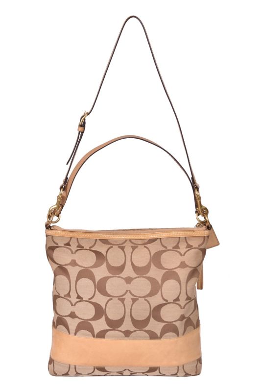 Coach Monogram Leather Trim Jacquard Crossbody Bag