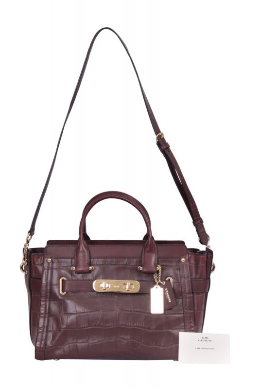 Coach Pebbled Leather Swagger Carryall Handbag