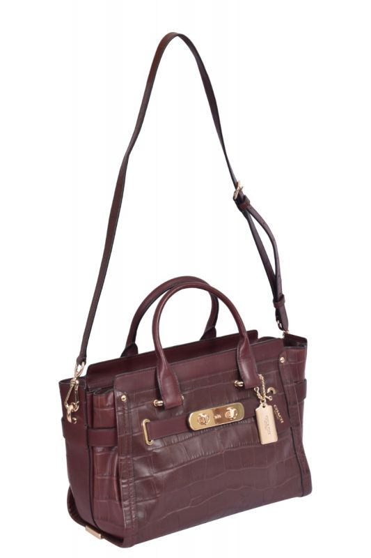 Coach Pebbled Leather Swagger Carryall Handbag