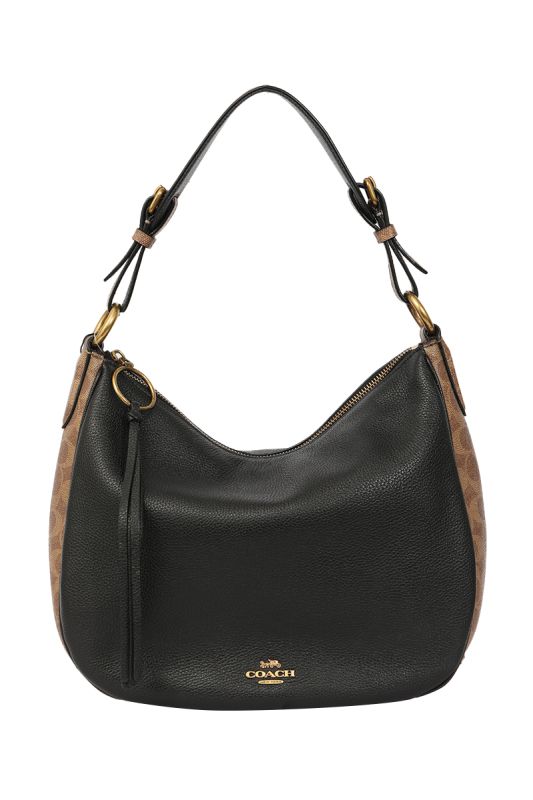 Coach Side Monogram Leather Hobo Bag