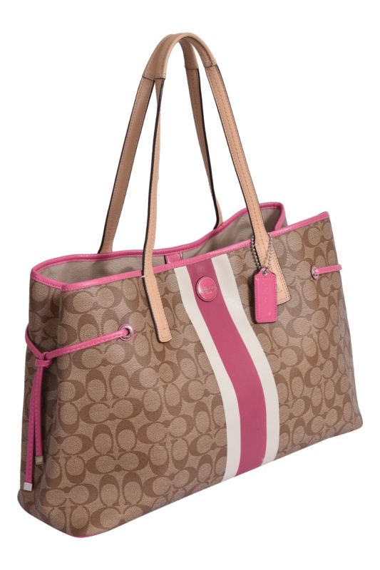 Coach Signature Stripe Drawstring Carryall Ba