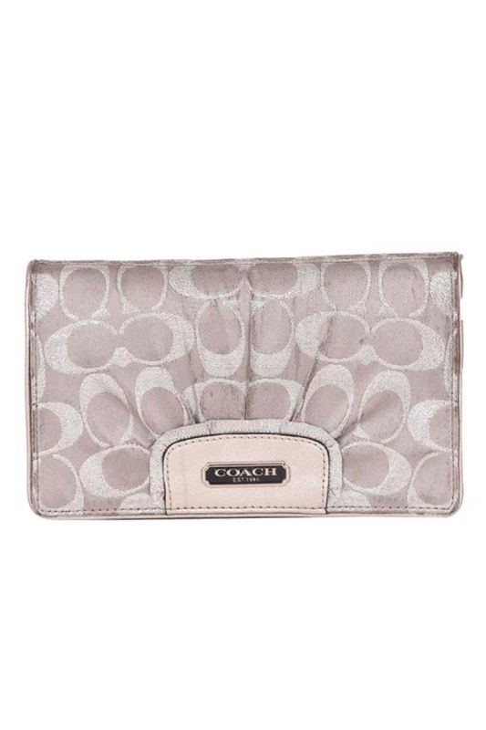 Coach Silver Monogram Clutch