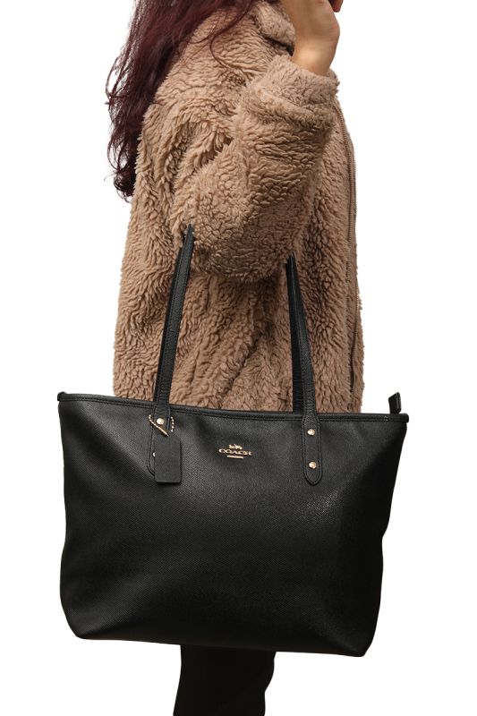 Coach Zip Pebbled Tote Bag