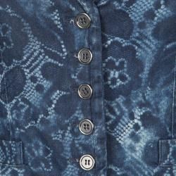 D&G INDIGO PRINTED WASHED DENIM LACE  BACK WAIST COAT