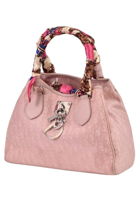 Dior Pink Oblique Nylon and Leather Lovely Tote
