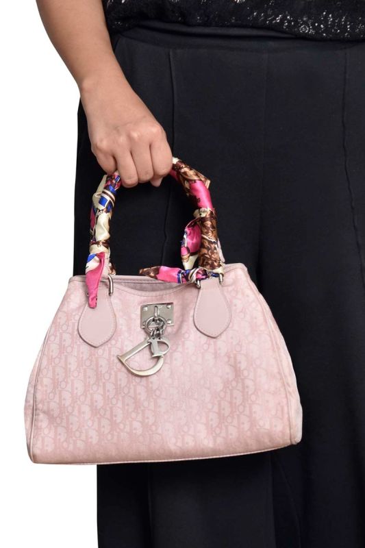 Dior Pink Oblique Nylon and Leather Lovely Tote