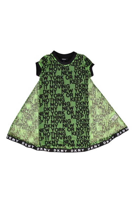 DKNY Kid’s Mesh & Milano Slogan Dresses