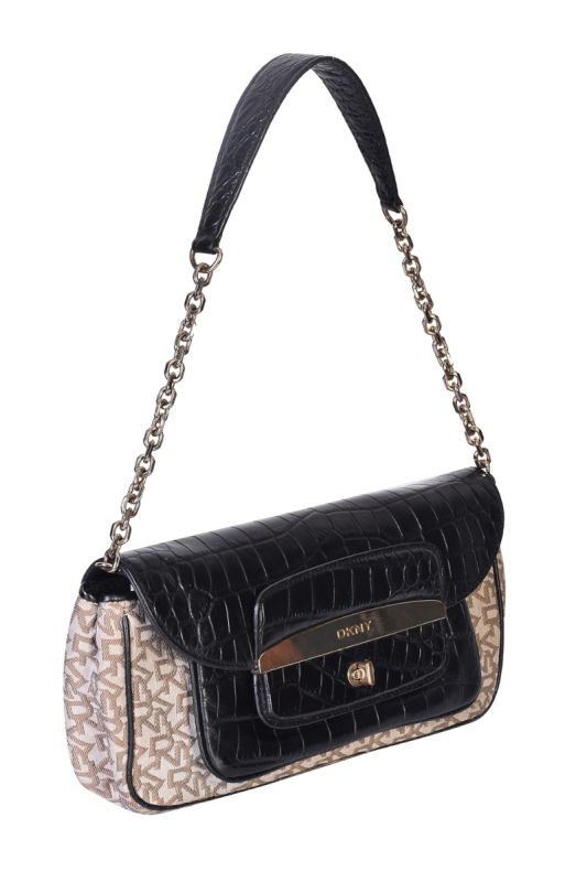 DKNY MONOGRAM CANVAS SHOULDER BAG