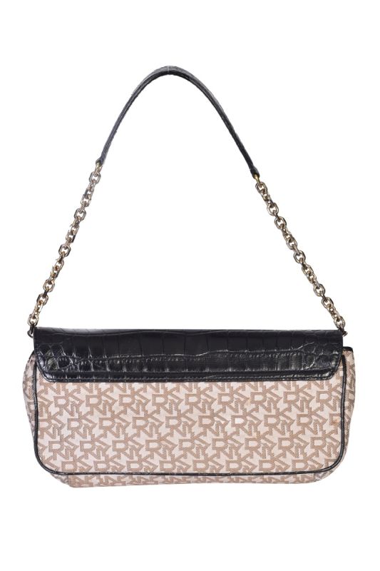 DKNY MONOGRAM CANVAS SHOULDER BAG