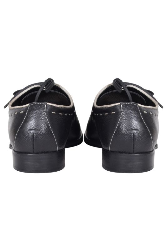 Dolce and Gabbana Black Leather Silica Sitch Oxfords