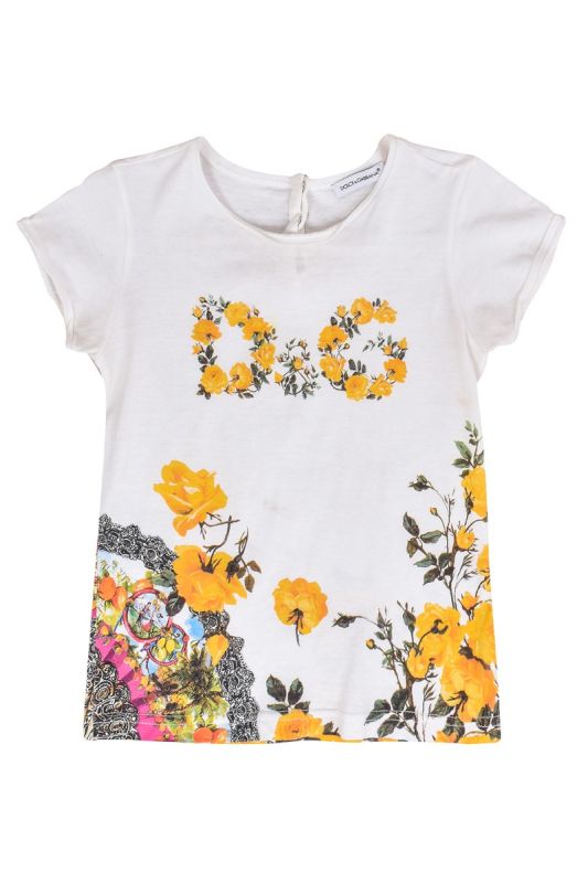 DOLCE AND GABBANA WHITE FLORAL PRINT TOP