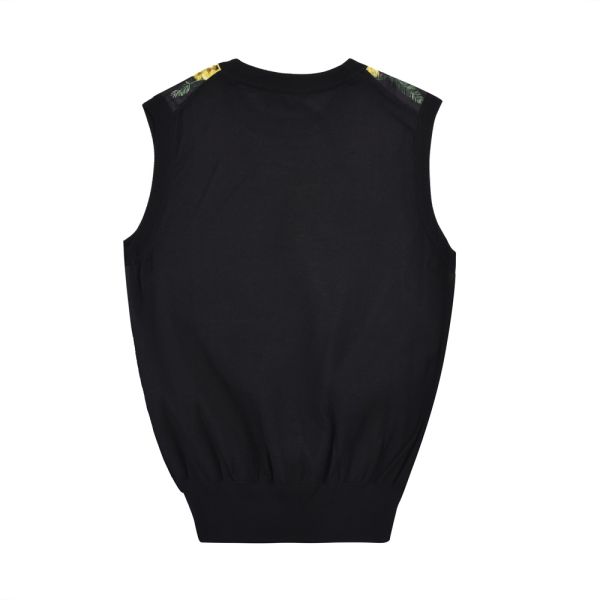 DOLCE & GABBANA BLACK KNITTED FLORAL PRINT TOP
