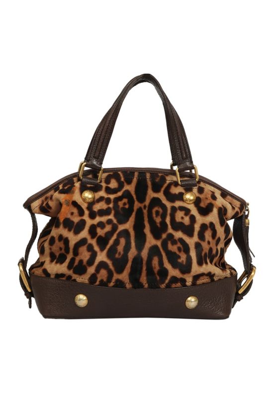 Dolce & Gabbana Brown/Black Leopard Print Calf Hair Handbag