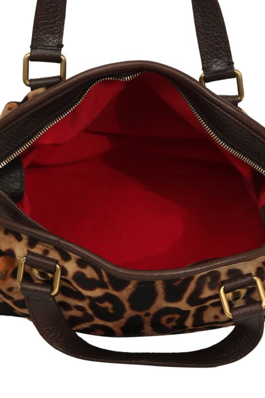 Dolce & Gabbana Brown/Black Leopard Print Calf Hair Handbag