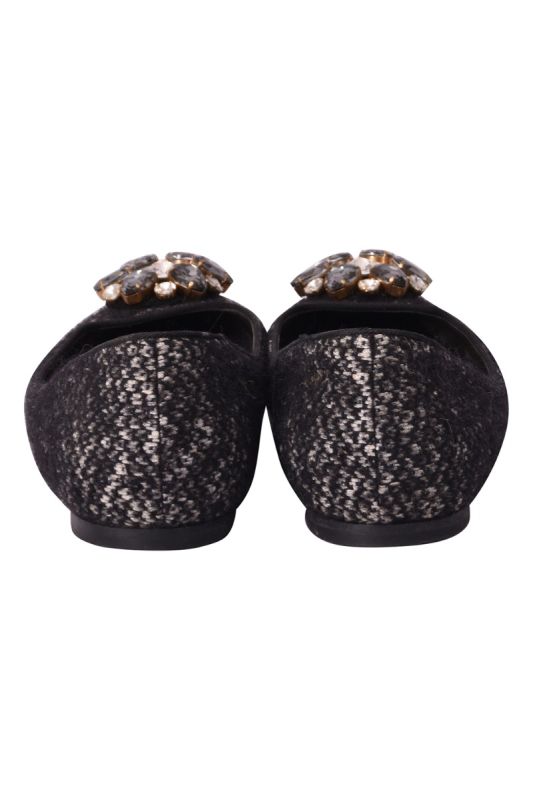 Dolce & Gabbana Crystal Embellished Tweed Ballet Flats