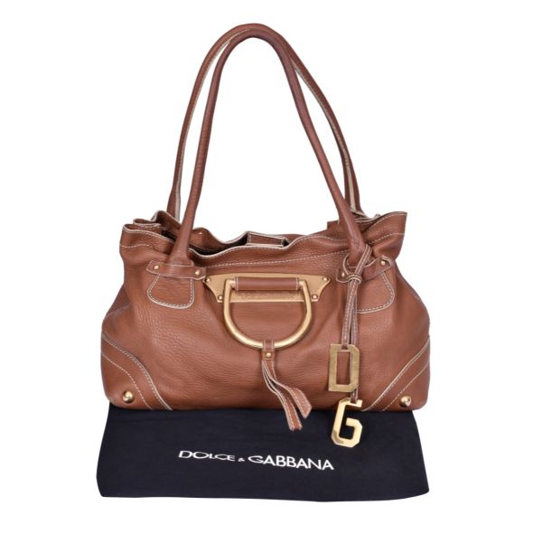 DOLCE & GABBANA D RING SADDLE SHOULDER BAG
