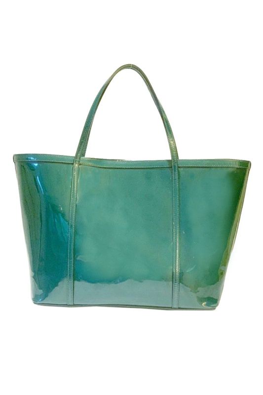DOLCE & GABBANA GREEN PATENT LEATHER TOTE BAG