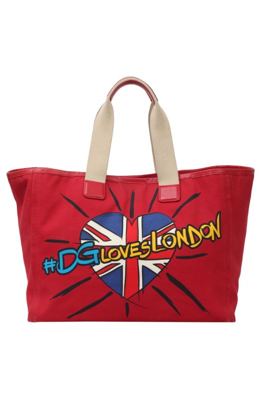 Dolce & Gabbana Red Canvas Tote Bag