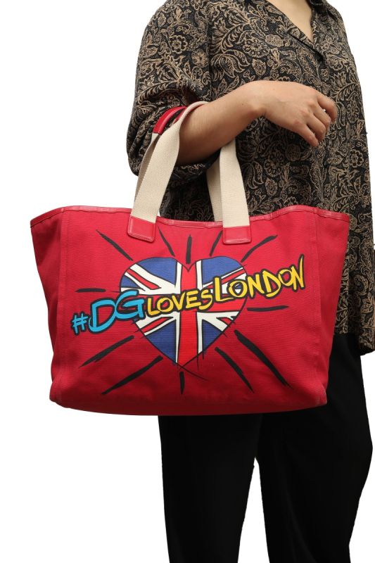 Dolce & Gabbana Red Canvas Tote Bag