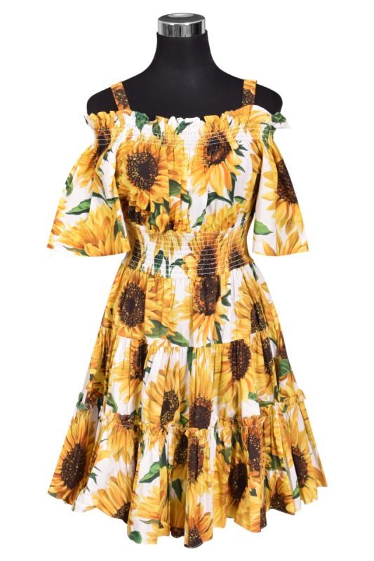 Dolce & Gabbana Yellow Sunflower Cotton Dress