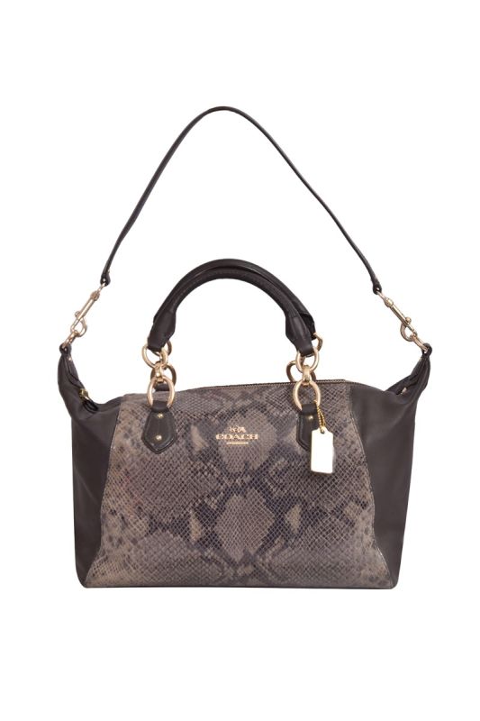 Coach Brown Python Embossed Leather Tote Bag