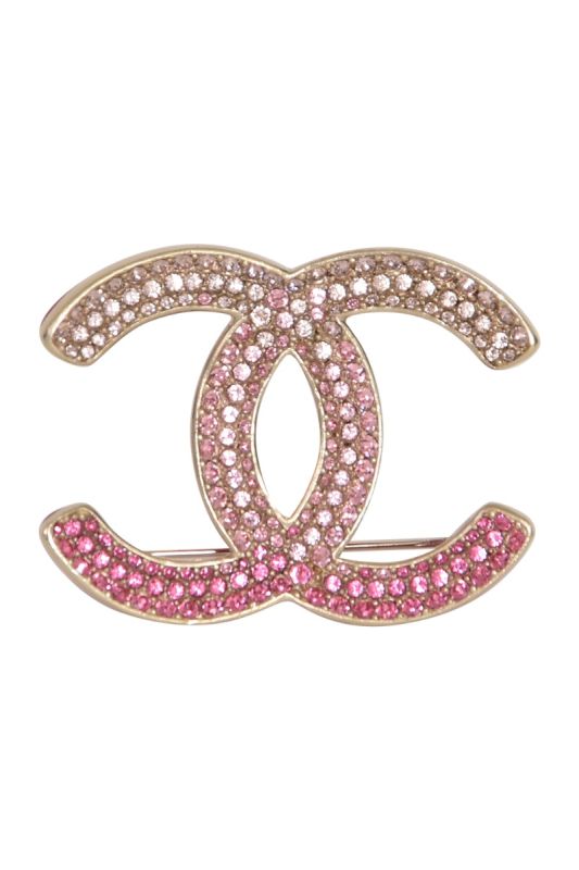 Chanel Logo Ombré Pink Brooch