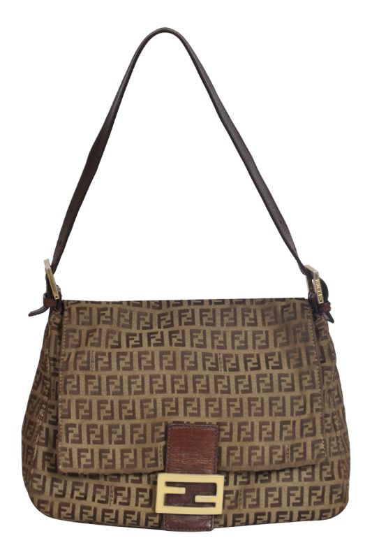 Fendi Tobacco Zucca Canvas Vintage Flap Shoulder Bag