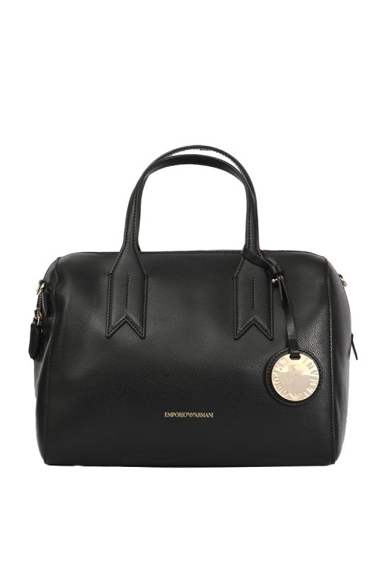 Emporio Armani Black Leather Bauletto Bag