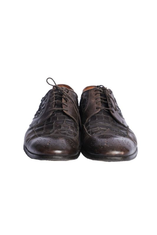 Etro Brown Woven Wholecut Oxford Shoes