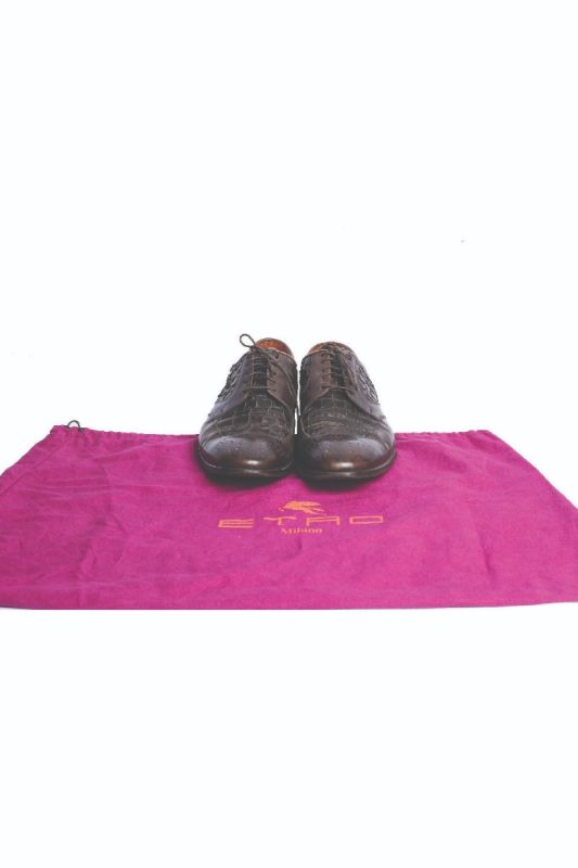 Etro Brown Woven Wholecut Oxford Shoes