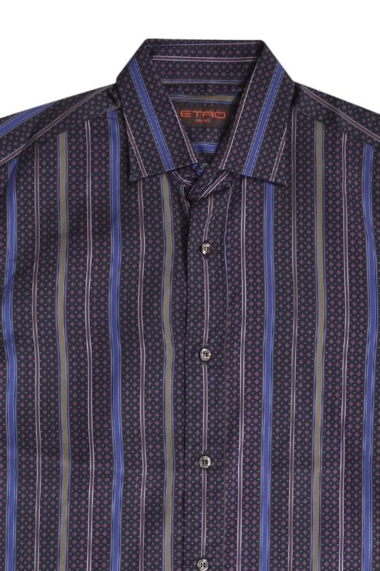 Etro Milano Navy Blue Striped Shirt