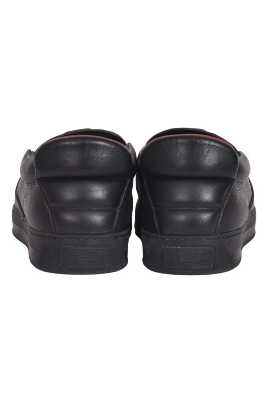 Fendi Black Leather Monster Eye Slip On sneakers
