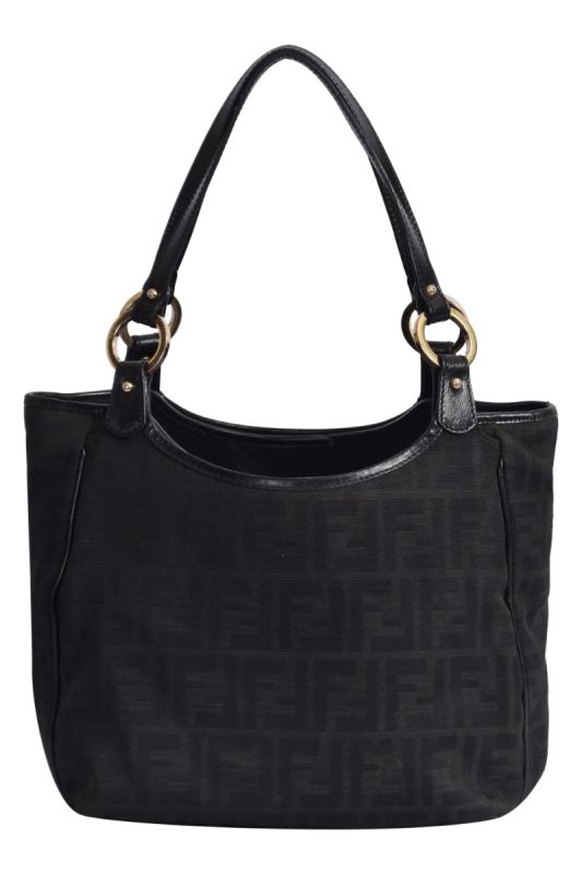 Fendi Black Zucca Canvas & Leather Chef Shopper Tote Bag