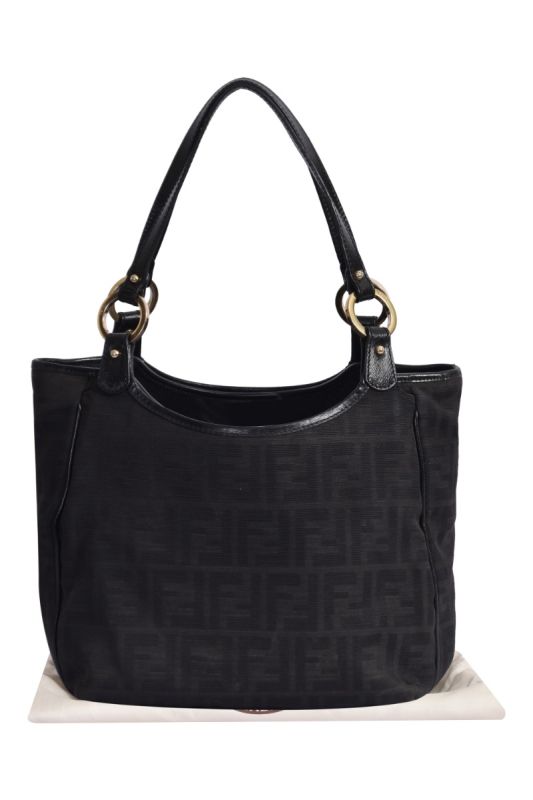 Fendi Black Zucca Canvas & Leather Chef Shopper Tote Bag