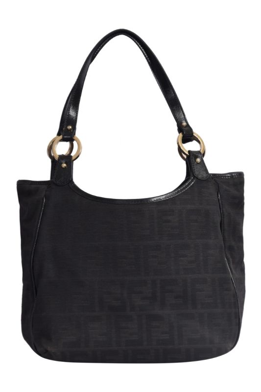 Fendi Black Zucca Canvas & Leather Chef Shopper Tote Bag