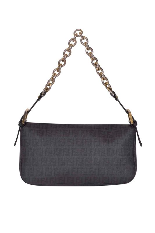 Fendi Black Zucchino Baguette Bag