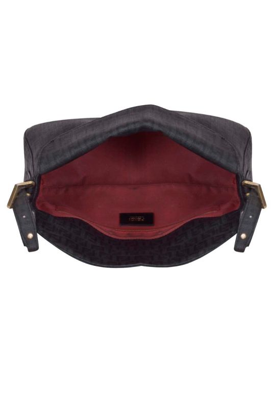 Fendi Black Zucchino Baguette Bag