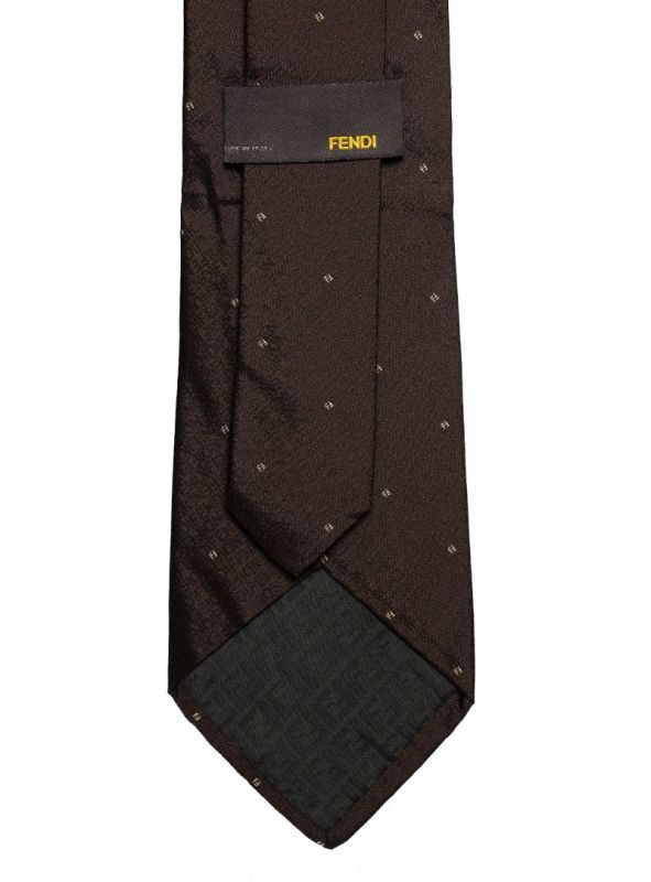 FENDI BROWN FF MONOGRAM TIE